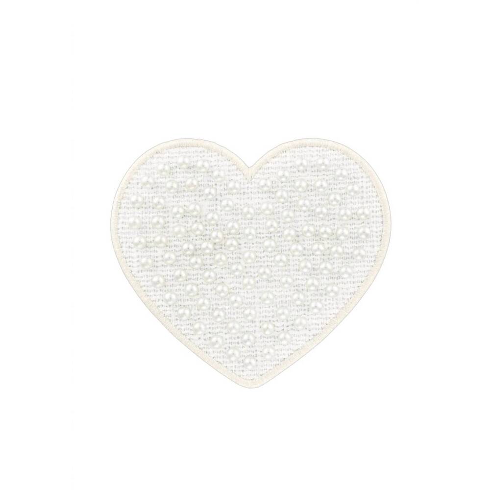 NEW STONEY CLOVER LANE jumbo pearl heart patch in white